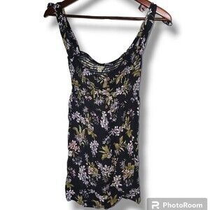 American Eagle AE Floral Navy Blue Babydoll Mini Dress Spring Break S